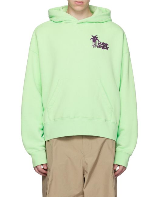 Palm Angels Green Douby Classic Fit Hoodie for men