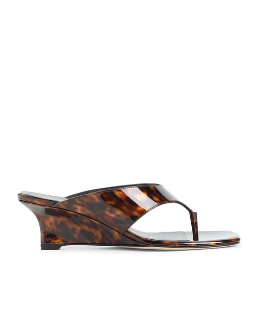 Stuart Weitzman Brown Vinnie Wedge Thong 50