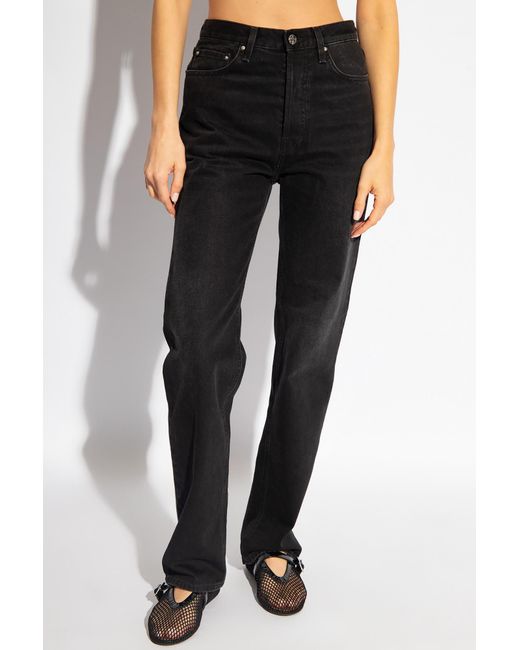 Totême  Black Totême Logo Patch Straight Leg Jeans