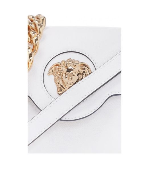 Versace White La Medusa Medium Shoulder Bag