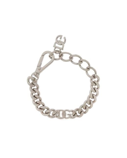 Dolce & Gabbana Metallic Logo Lettering Chain Bracelet for men