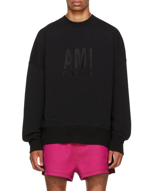 AMI Black Logo-Print Sweatshirt for men