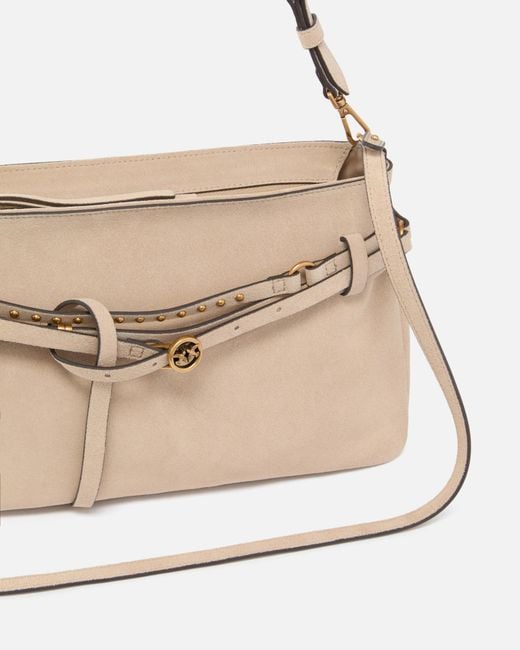Pinko Natural Logo-Plaque Stud Shoulder Bag