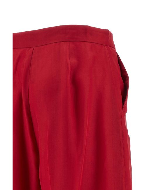 Max Mara Red Sheer Detailed Straight-Leg Pants