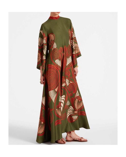 LaDoubleJ Multicolor Magnifico Botanical-Print Silk Dress