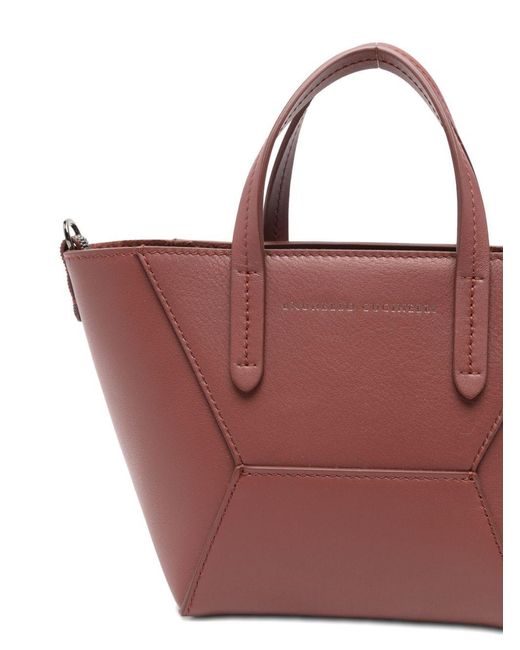 Brunello Cucinelli Red Micro Top Handle Tote Bag