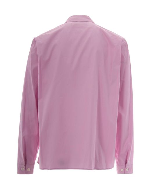 Marni Pink Logo Printed Long-Sleeved Zipped Shirt for men