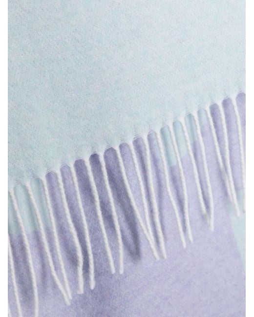 A.P.C. Blue Logo Detailed Fringed Scarf for men