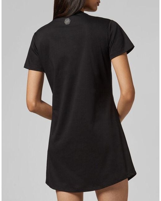 Philipp Plein Black Logo Details T-Shirt Dress