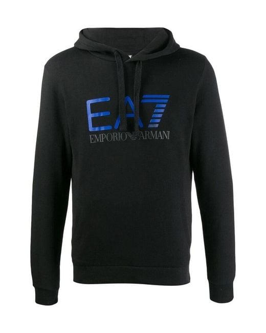 EA7 Black Logo Printed Sweater for men