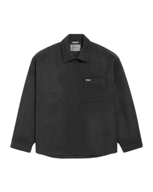 Balenciaga Black Zip-Up Brushed Overshirt for men