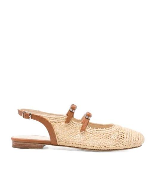 CAREL PARIS Natural Balma Buckle-Strap Flat Pumps
