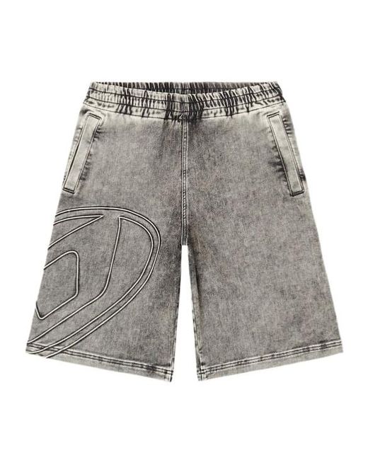 DIESEL Gray D-Enny-S Track Denim Bermudas for men