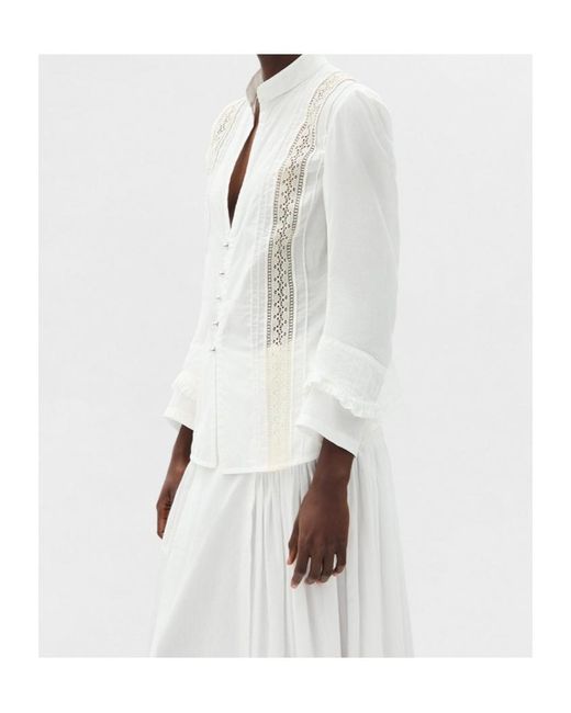 Ann Demeulemeester White Lidy Open Front Shirt With Lace Ribbons