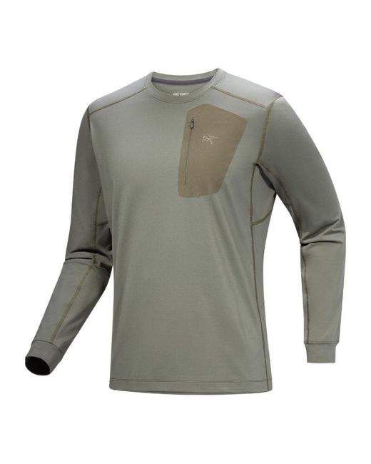 Arc'teryx Gray Rho Lt Crew Neck for men
