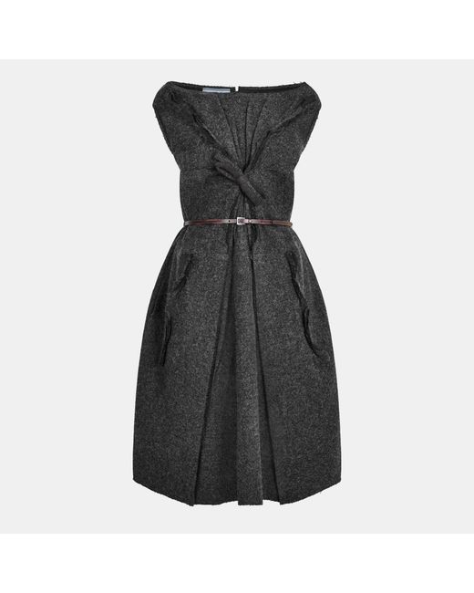 Prada Black Sleeveless Wool Dress