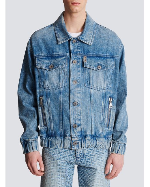 Balmain Blue 70S Buttoned Long-Sleeve Denim Jacket for men
