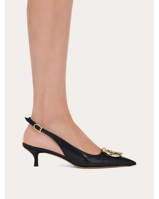 Ferragamo Brown Maxi Gancini Slingback Pump