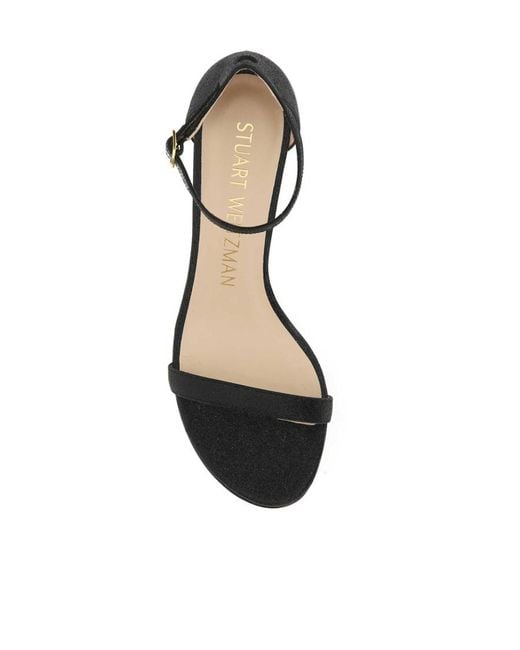 Stuart Weitzman Black Nunakedstraight Glitter Sandals