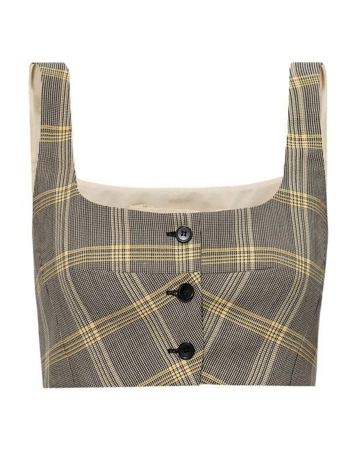 Marni Gray Check Pattern Cropped Tank Top