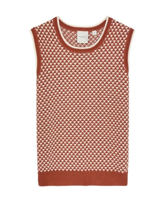 Varley Red Jenson Patterned Cotton-Knit Tank