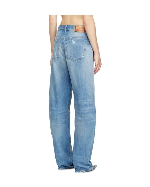 DIESEL Blue D-Ellz Distressed Light-Wash Jeans