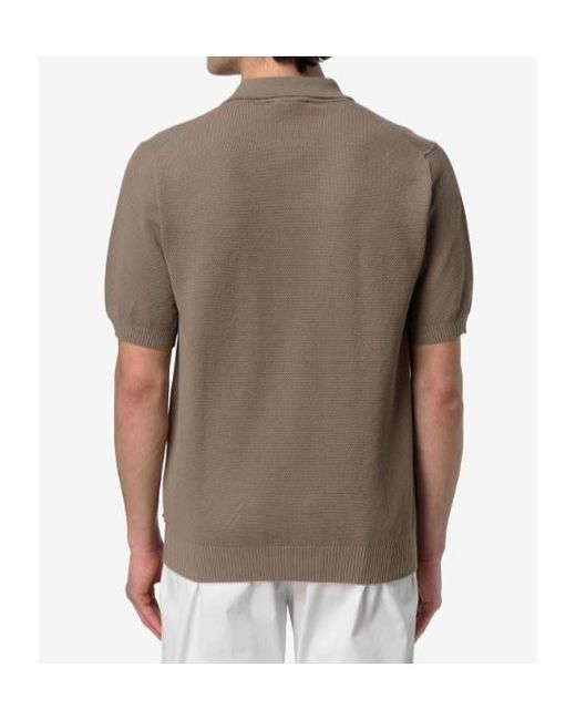 K-Way Brown Short-Sleeved Knit Polo Shirt for men