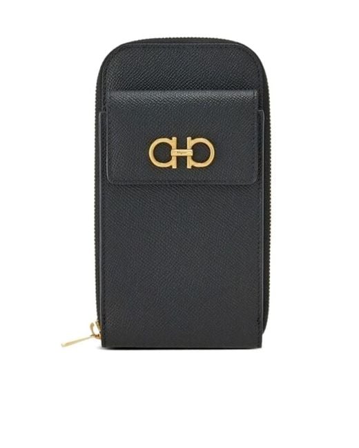 Ferragamo Gray Zipper Cell Phone Shoulder Bag