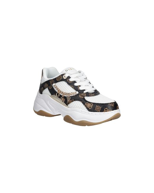 Guess White Harpaa Chain-Logo Sneakers