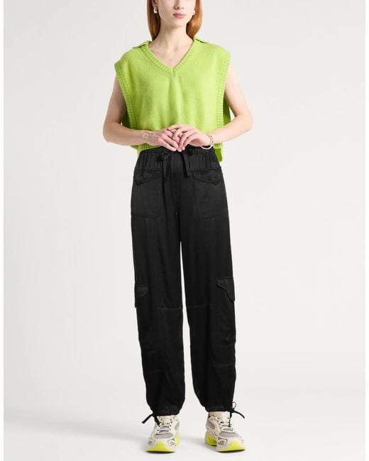 Ganni Black Fashion Versatile Solid Color Casual Cargo Pants