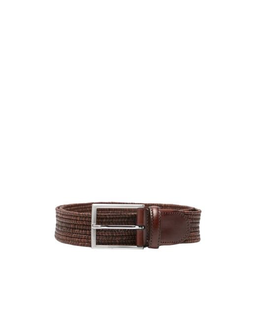Canali Brown Logo-Detail Belt for men
