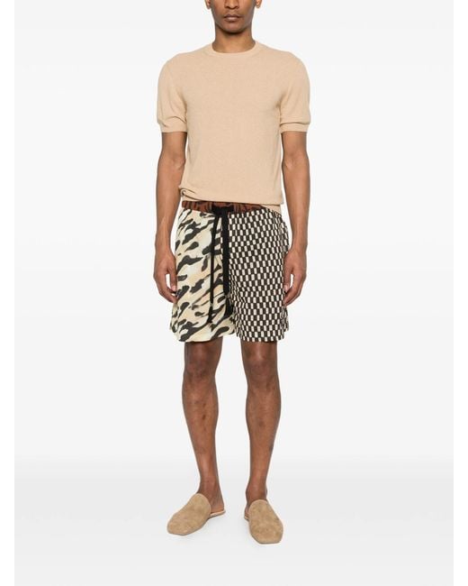 Nanushka White Geometric-Pattern Shorts for men