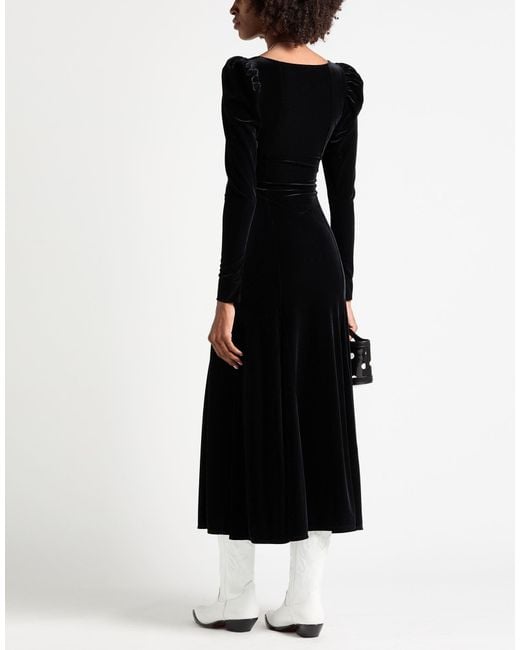 Ganni Black Minimalist Stylish Velvet Slim-Fit Long Sleeve Dress