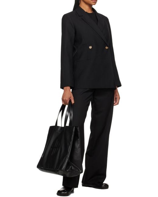 Anine Bing Black Large Rio Logo Patch Tote Bag