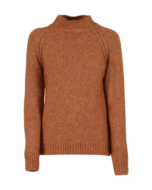 K-Way Brown Terry Mock-Neck Jumper