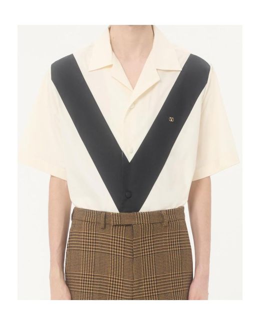 Valentino Multicolor Logo Plaque Button-Up Shirt for men