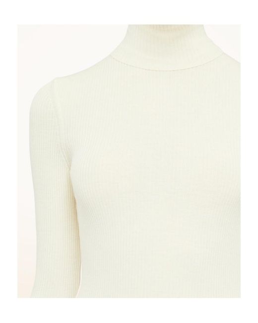 Wolford White The Merino Fine Rib Top Long Sleeves
