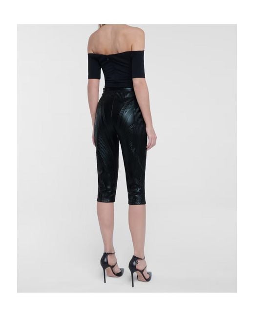 Mugler Black Embossed Scuba Biker Shorts