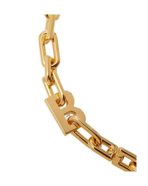 Balenciaga Metallic Chain-Link Logo Engraved Necklace for men