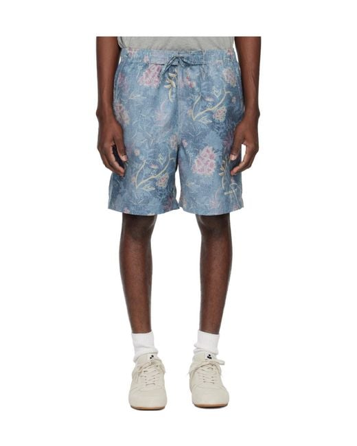 Isabel Marant Blue Hydra Printed Swim Trunks for men