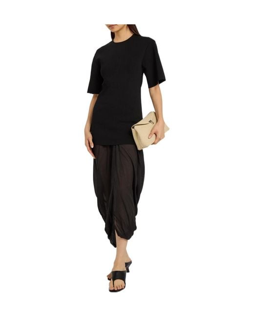 Totême  Black Layered Cocoon-Skirt Knit Midi Dress