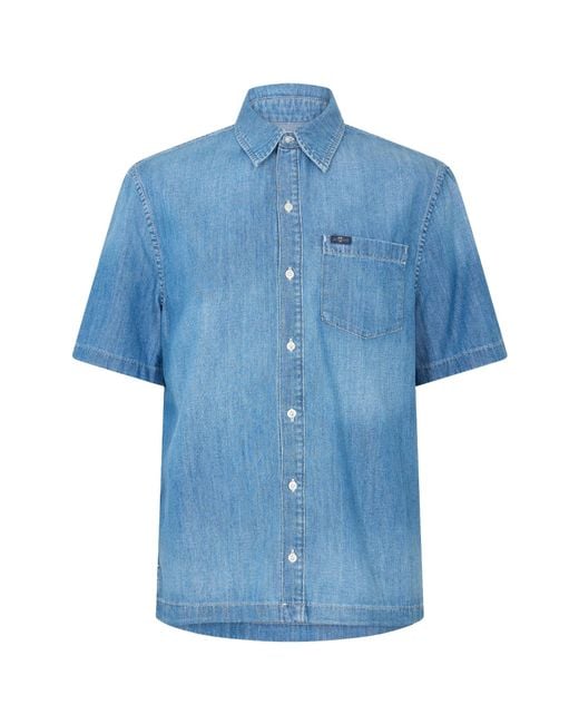 7 For All Mankind Blue Button-Down Denim Shirt for men