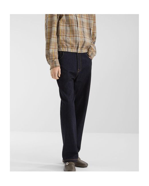 Fendi Blue Straight-Leg Long Jeans for men