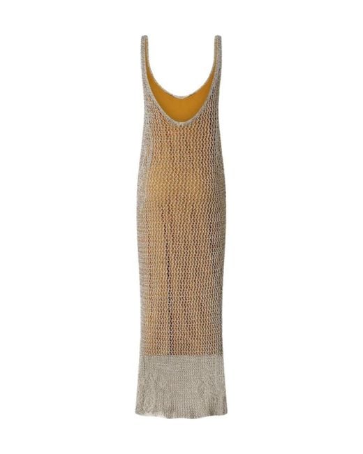 Pinko Natural Sleeveless Crochet-Knit Dress