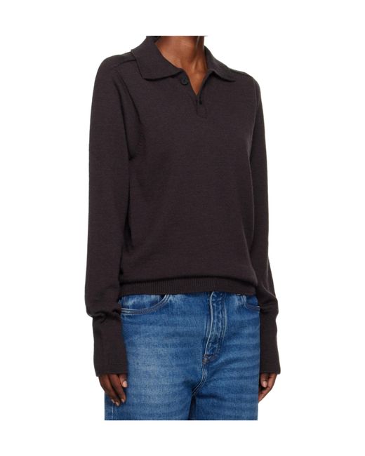 Studio Nicholson Black Sark Knit Polo Shirt for men