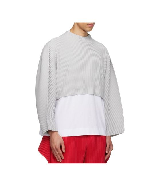Homme Plissé Issey Miyake White Pleated Top for men