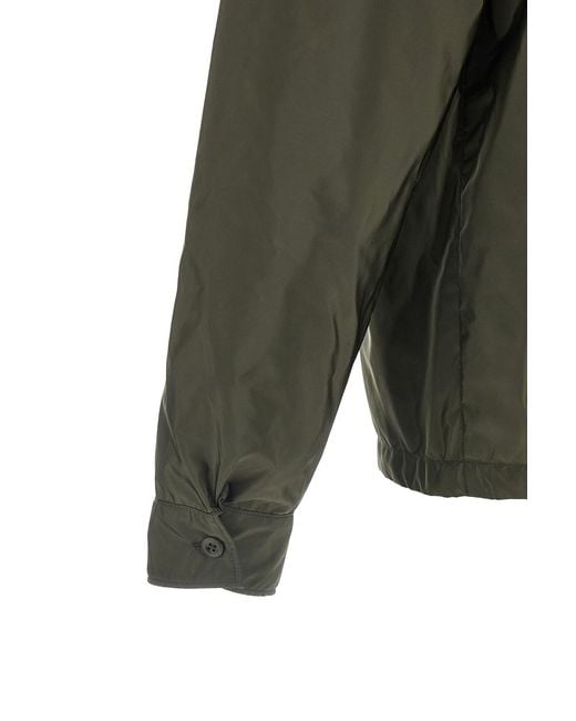 Prada Green Triangle-Logo Zipped Shirt for men