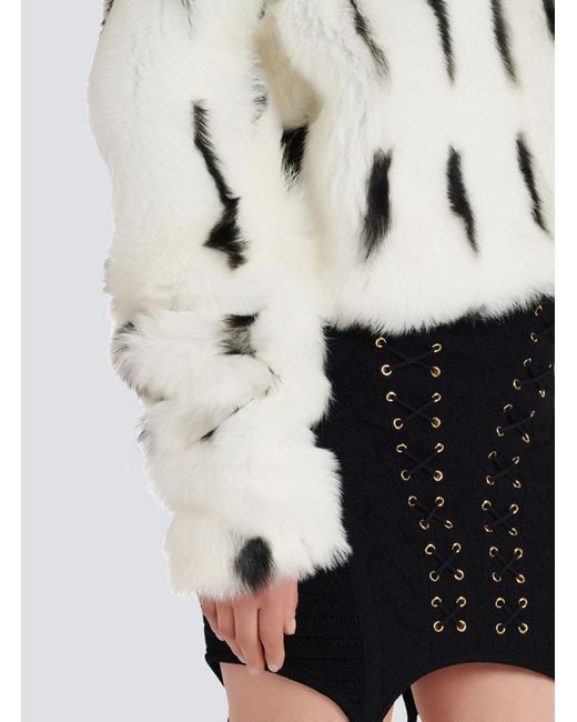 Balmain White Shearling Boat-Neck Top