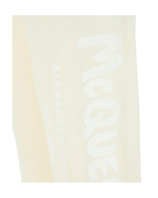 McQueen White Logo Printed Track Pants