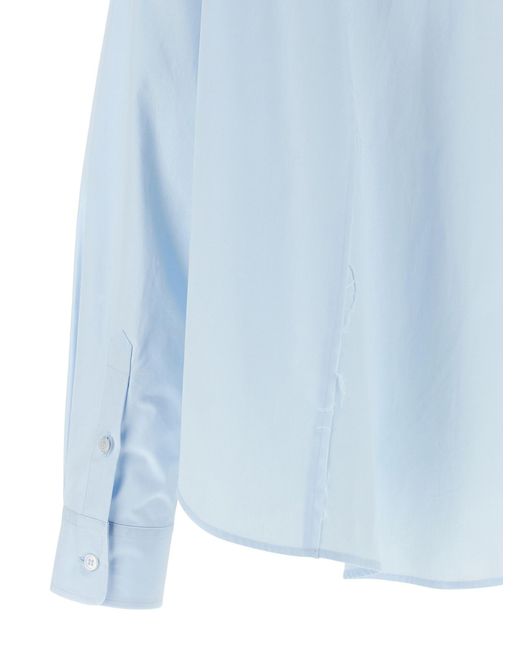 MM6 by Maison Margiela Blue Long-Sleeved Cropped Shirt